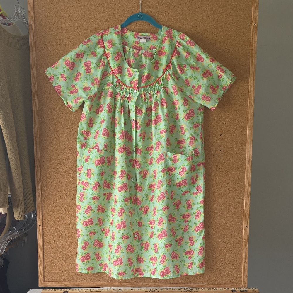 Lati Fashion Spring Floral House Dress Moo Moo Nightgown Style Size L
